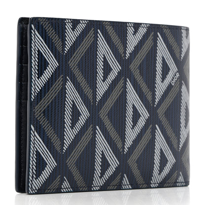 Christian Dior Coated Canvas Calfskin CD Diamond Bifold Wallet Navy 4 of 9