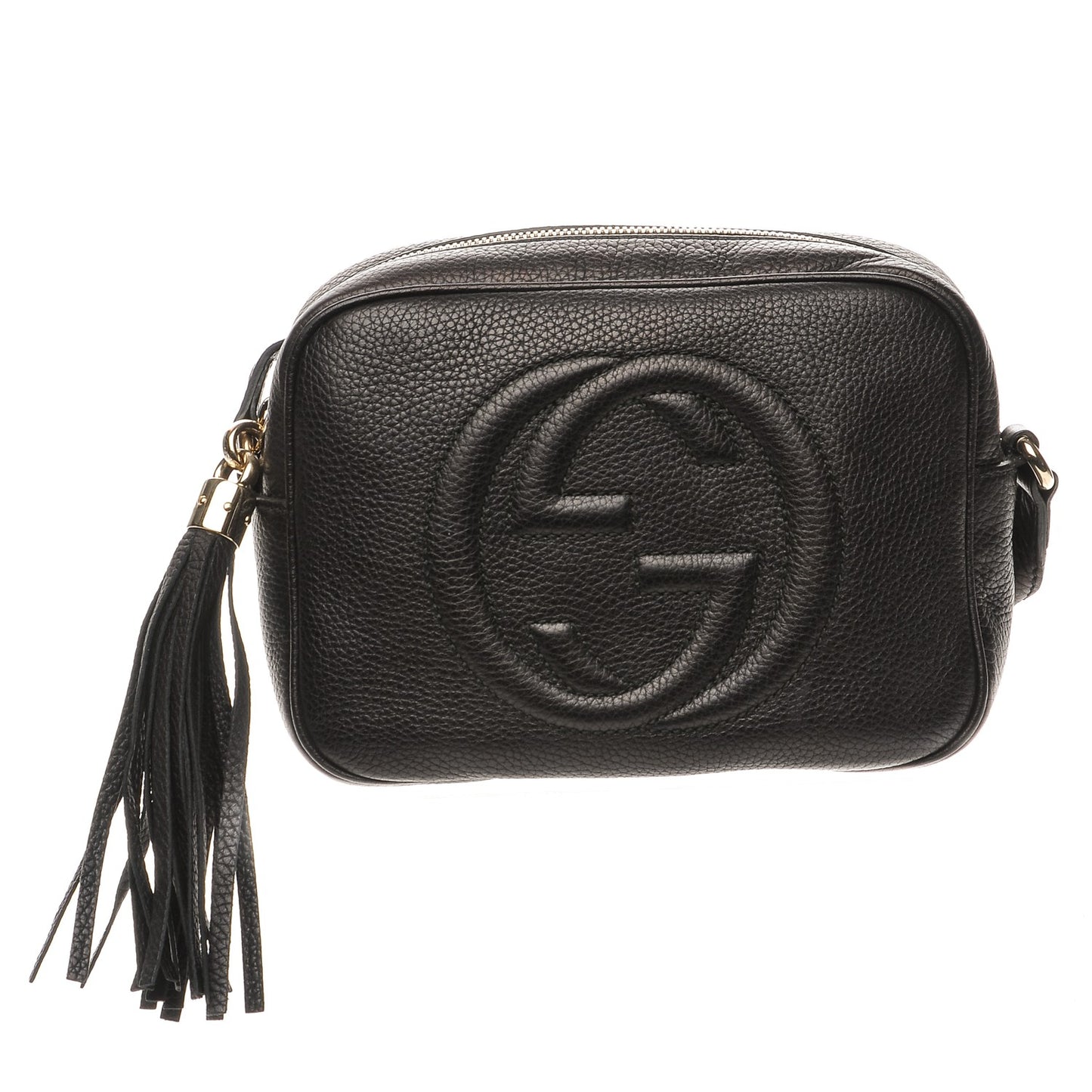 Pebbled Calfskin Small Soho Disco Bag Black
