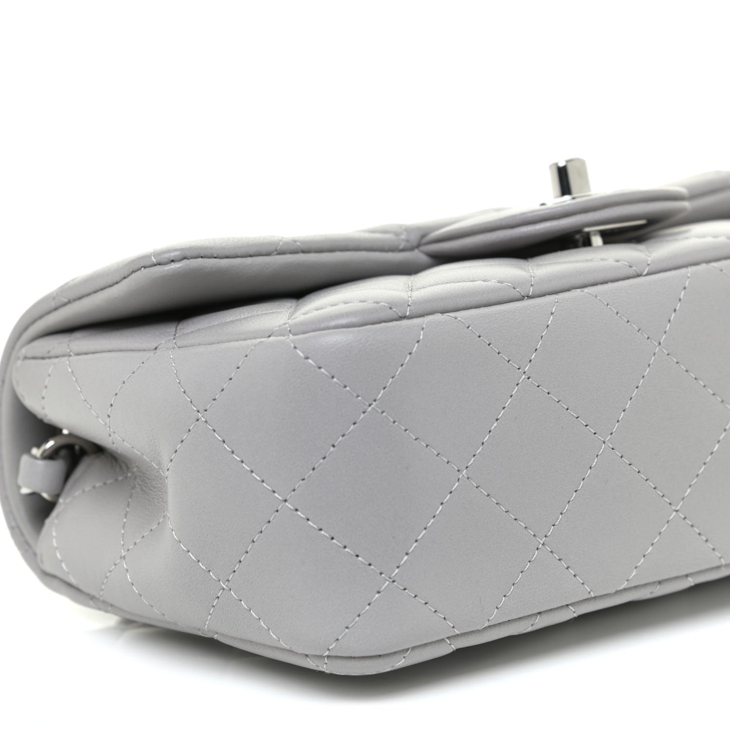 Lambskin Quilted Mini Rectangular Flap Grey