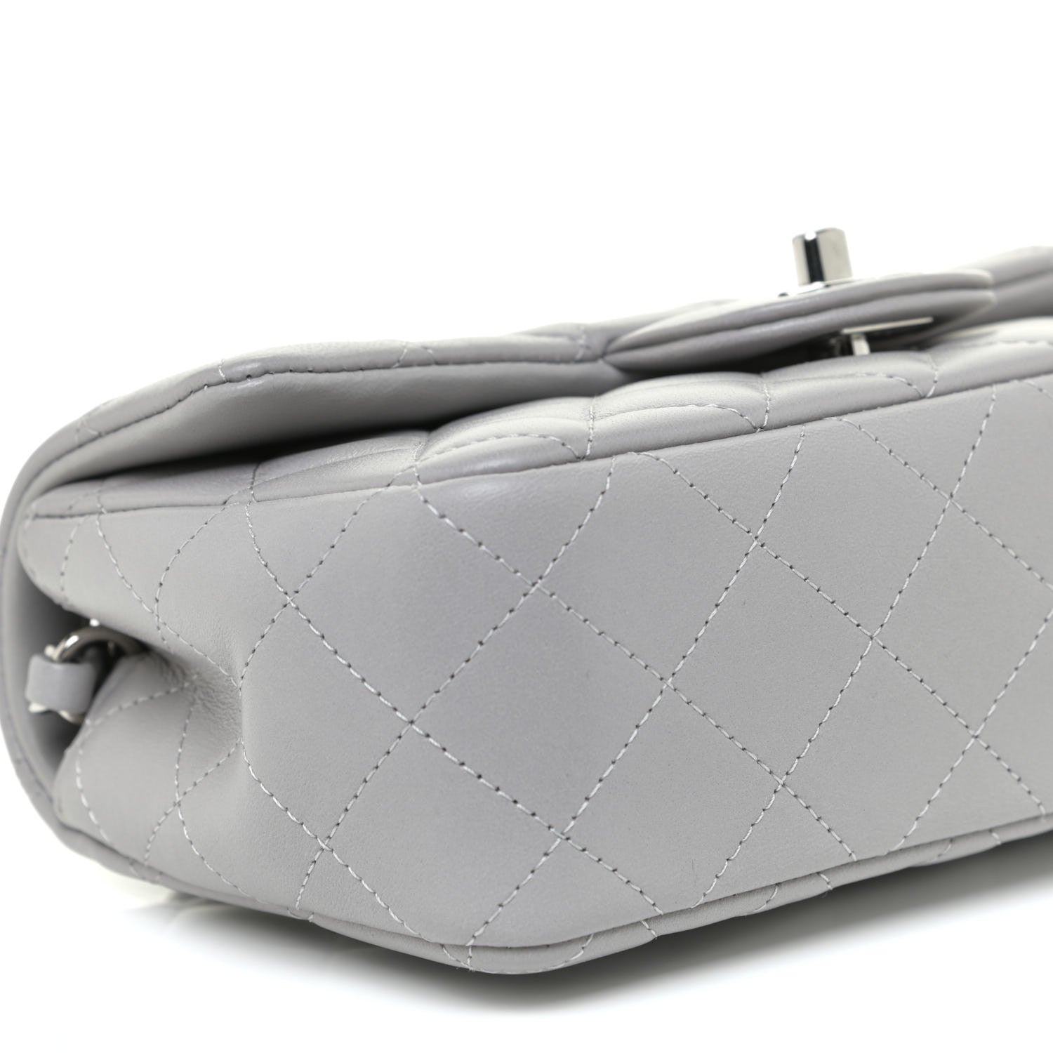 Chanel Lambskin Quilted Mini Rectangular Flap Grey 6 of 16
