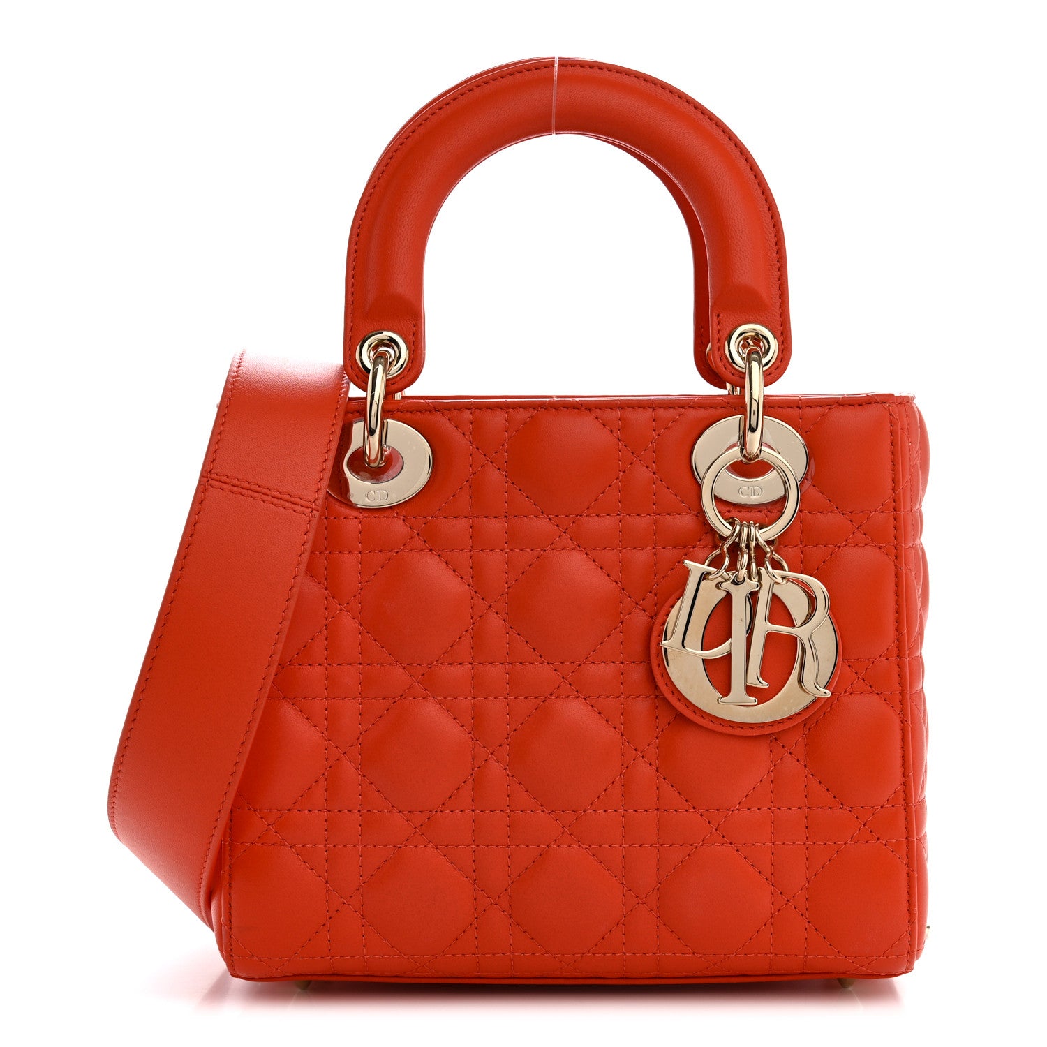 Christian Dior Lambskin Cannage Small My ABCDior Lady Dior Orange 1 of 10