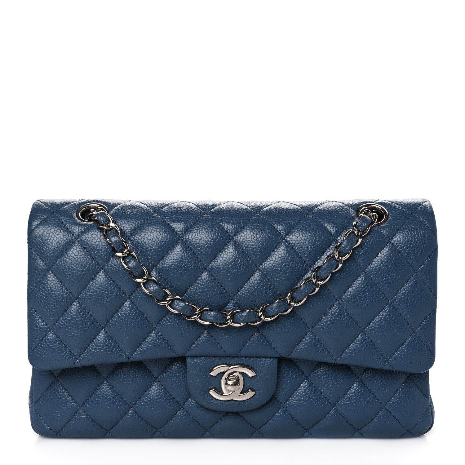 Chanel Caviar Quilted Medium Double Flap Blue 1 of 9