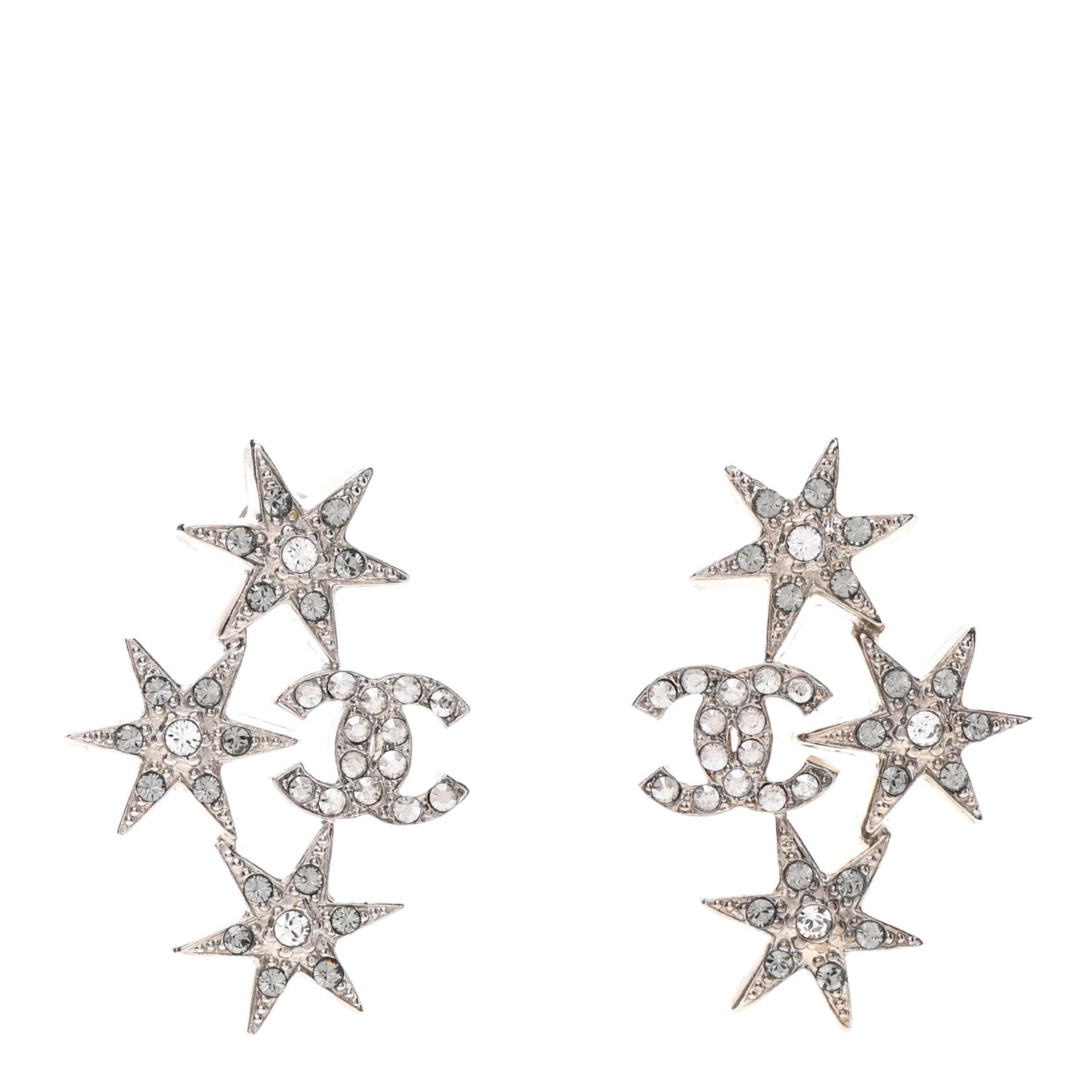 Crystal CC Star Earrings Silver