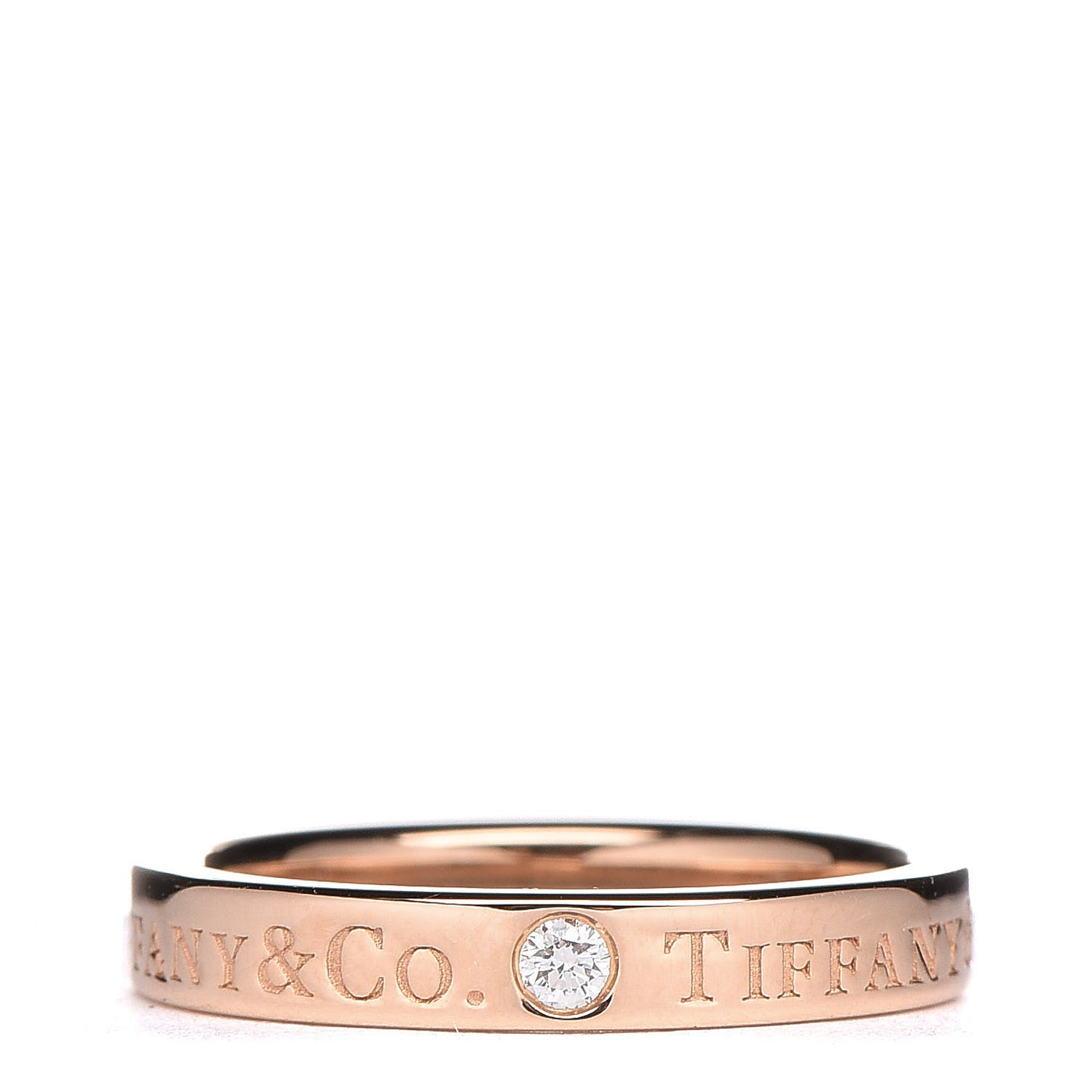 18K Rose Gold Diamond 3mm Logo Band Ring 47 4