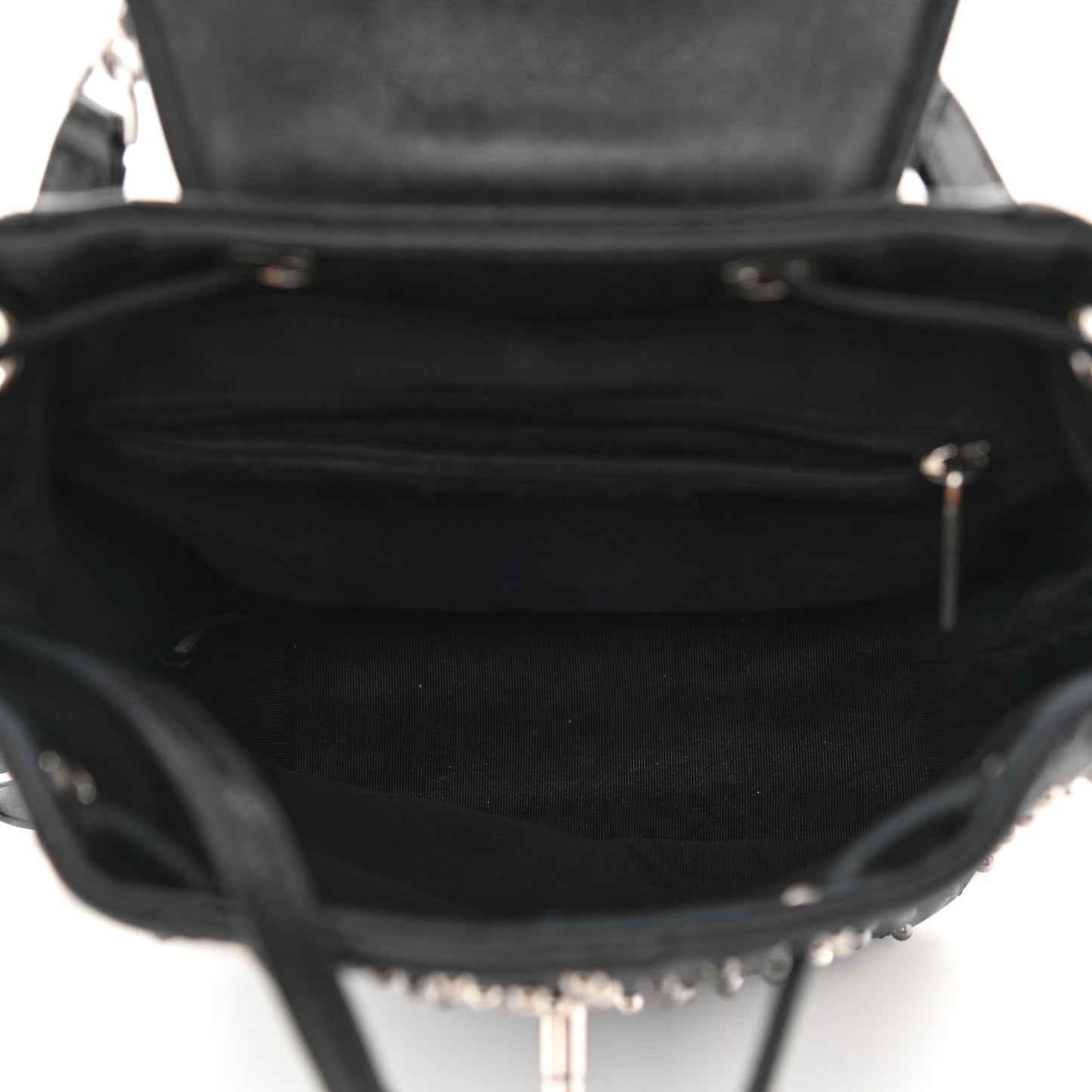 Lambskin Chevron Quilted Studded Stud Wars Backpack Black