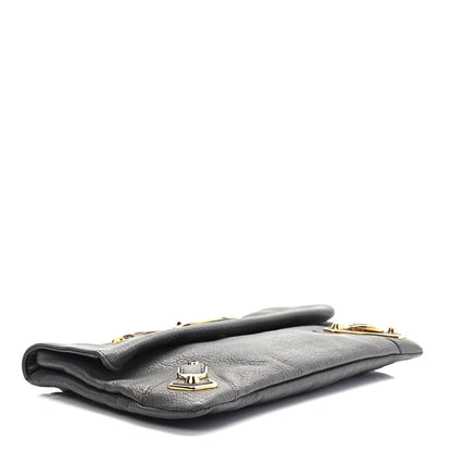 Balenciaga Chevre Gold Metallic Edge Hardware Envelope Clutch Gris Acier 4 of 10