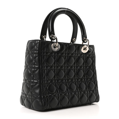 Christian Dior Lambskin Cannage Medium Lady Dior Black 3 of 10