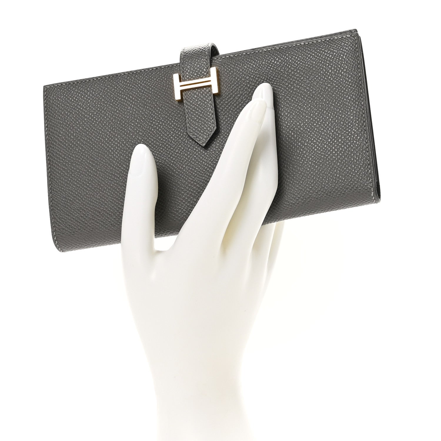 Hermes Epsom Bearn Gusset Wallet Gris Meyer 2 of 8