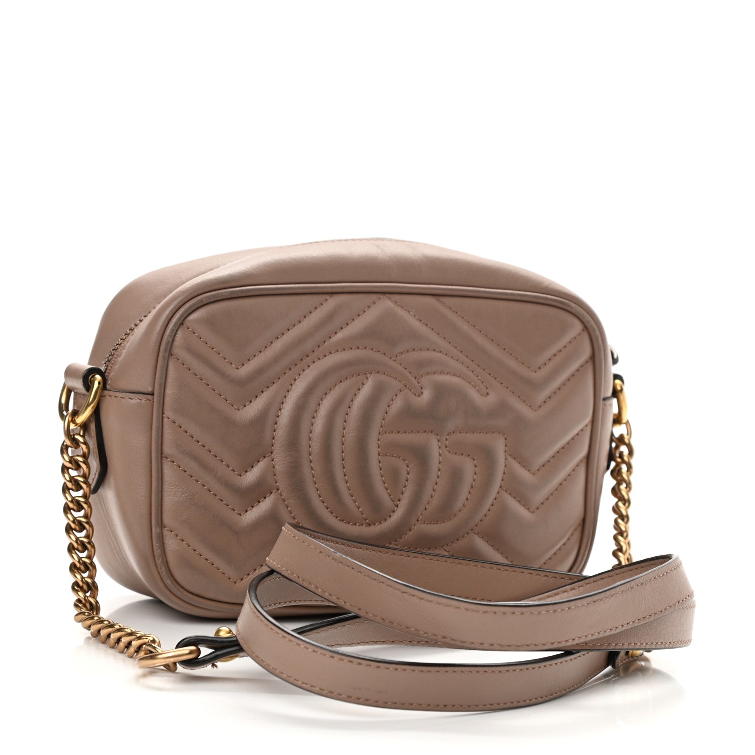 Gucci Calfskin Matelasse Mini GG Marmont Chain Shoulder Bag Porcelain Rose 3 of 11
