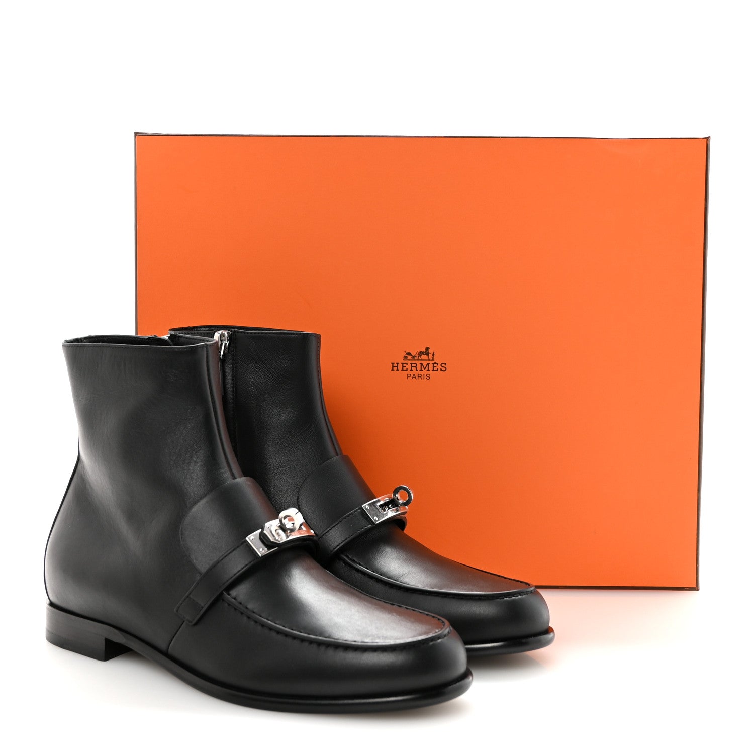Hermes Calfskin Kelsey Ankle Boots 38.5 Black 9 of 9