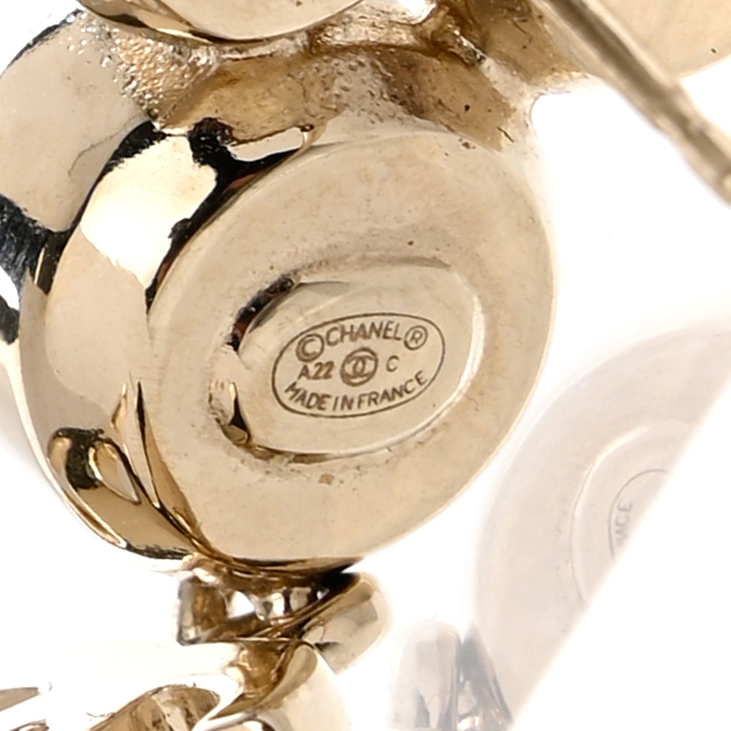 Chanel Pearl Crystal CC Drop Earrings Gold 4 of 5