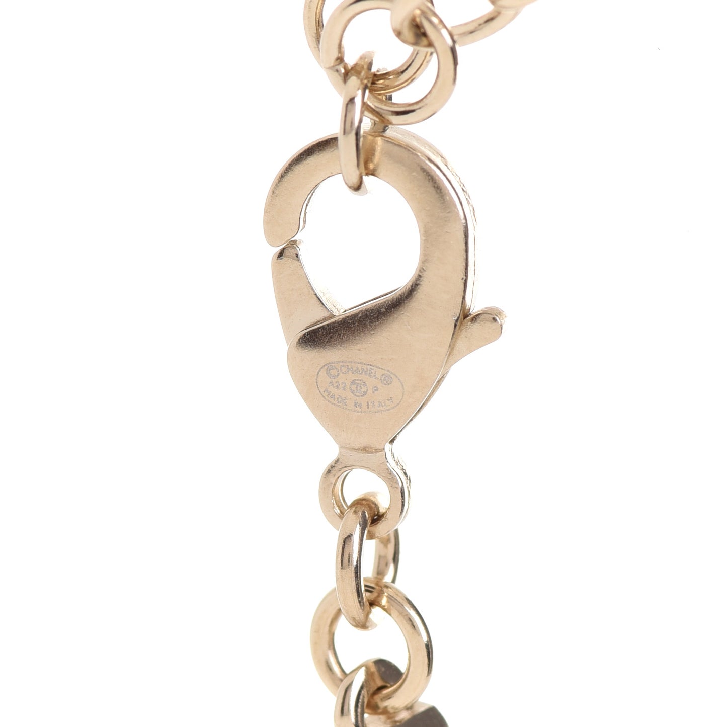 Metal Chain Link CC Medallion Choker Necklace Gold