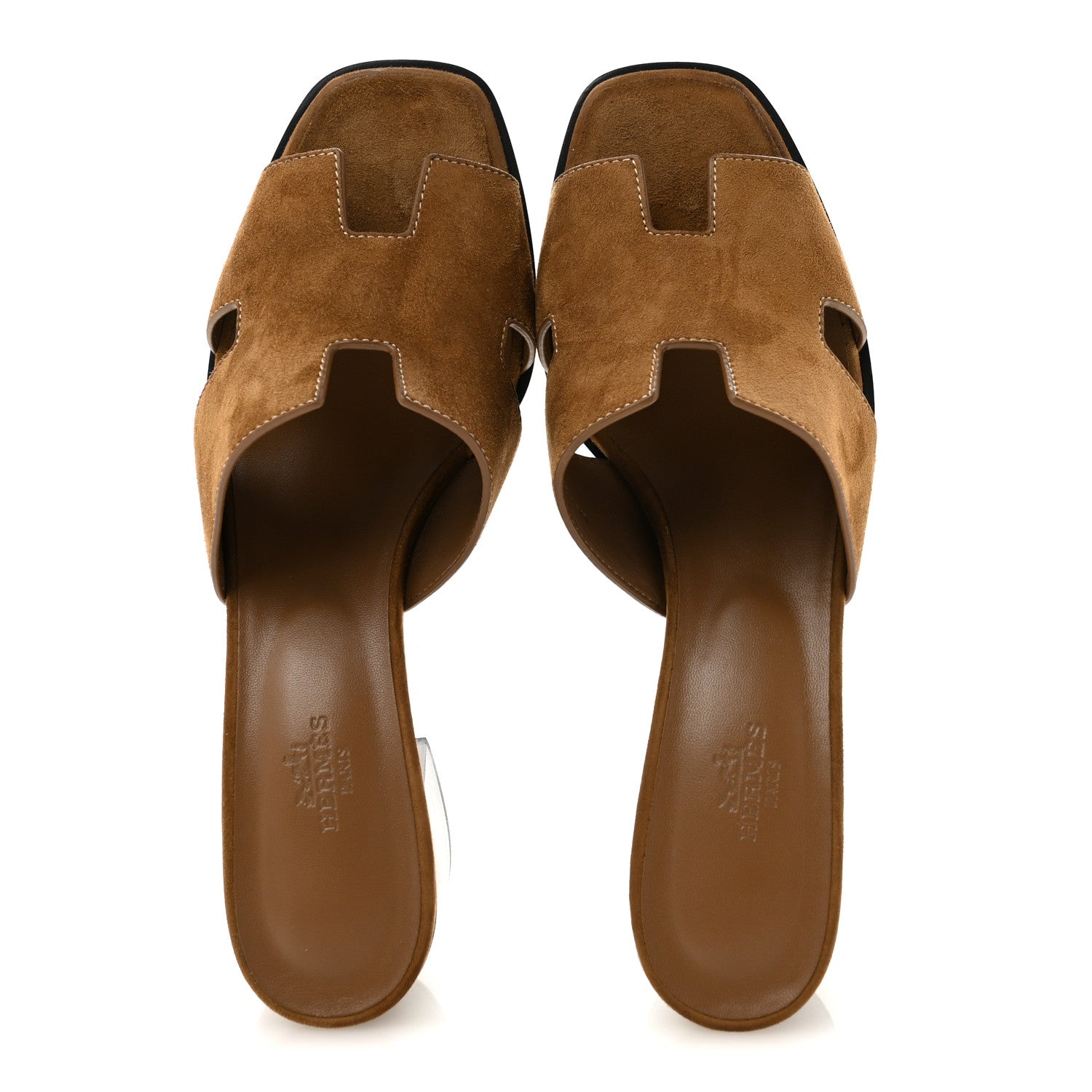 Hermes Suede Goatskin Helia 60 Sandals 41 Brun Fume 2 of 11