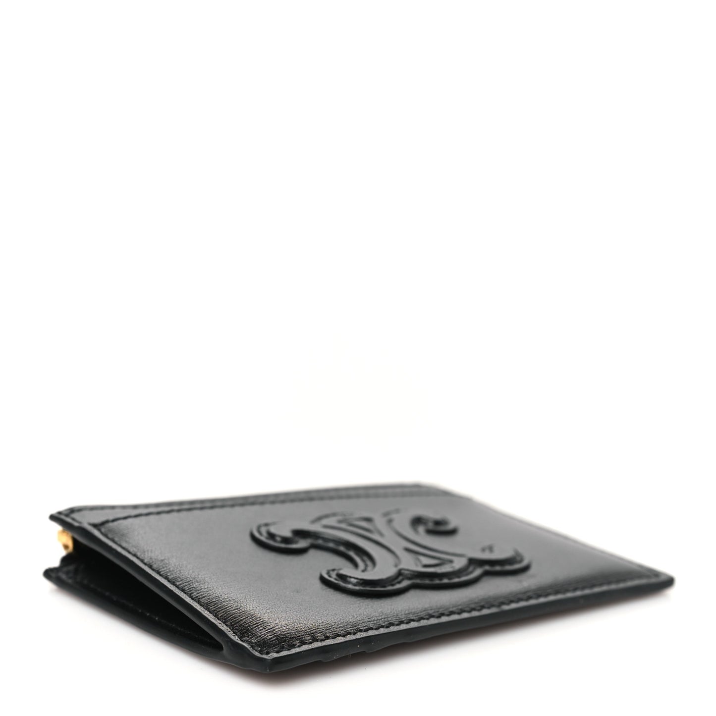 Smooth Lambskin Zip Triomphe Card Holder Black