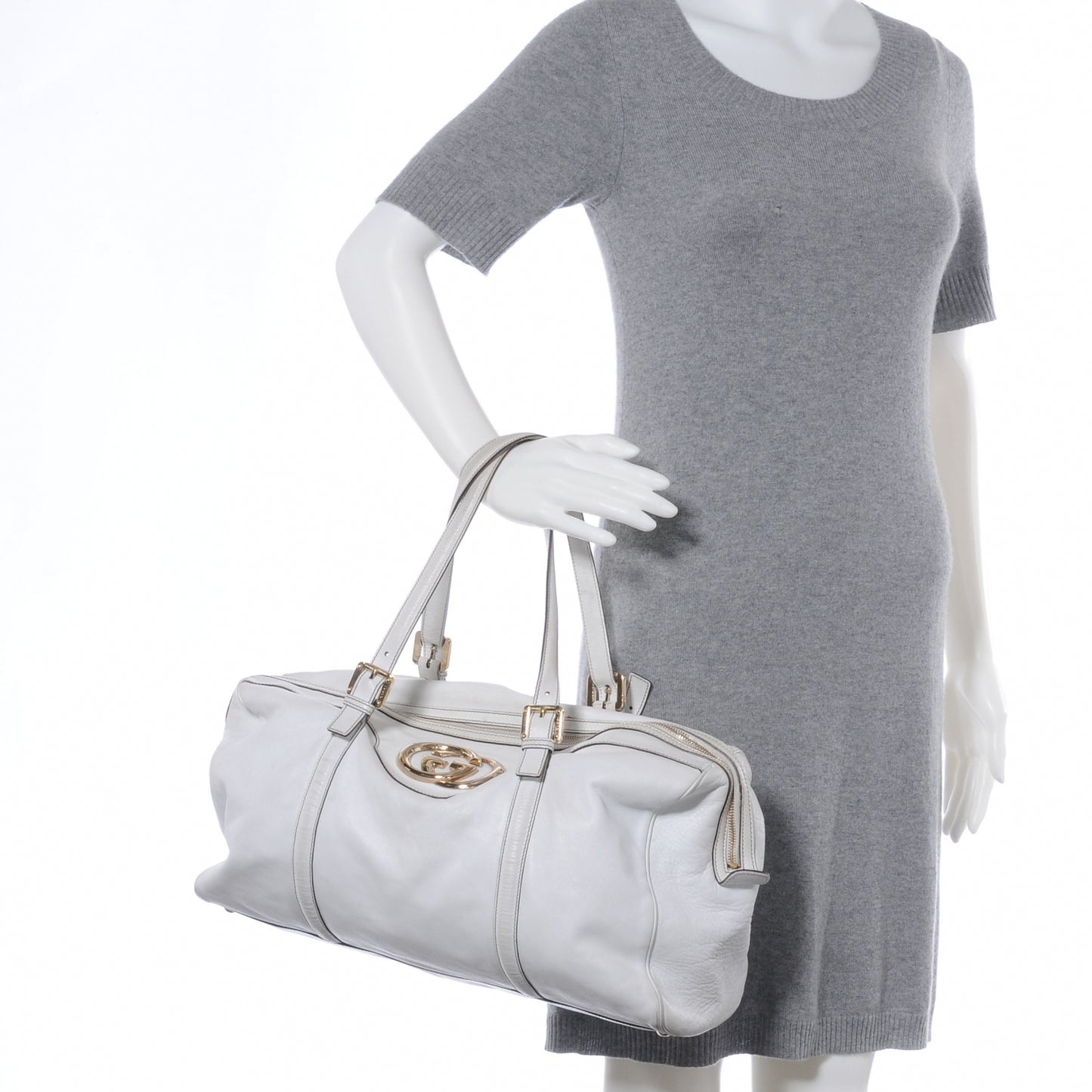 Leather Britt Large Boston White