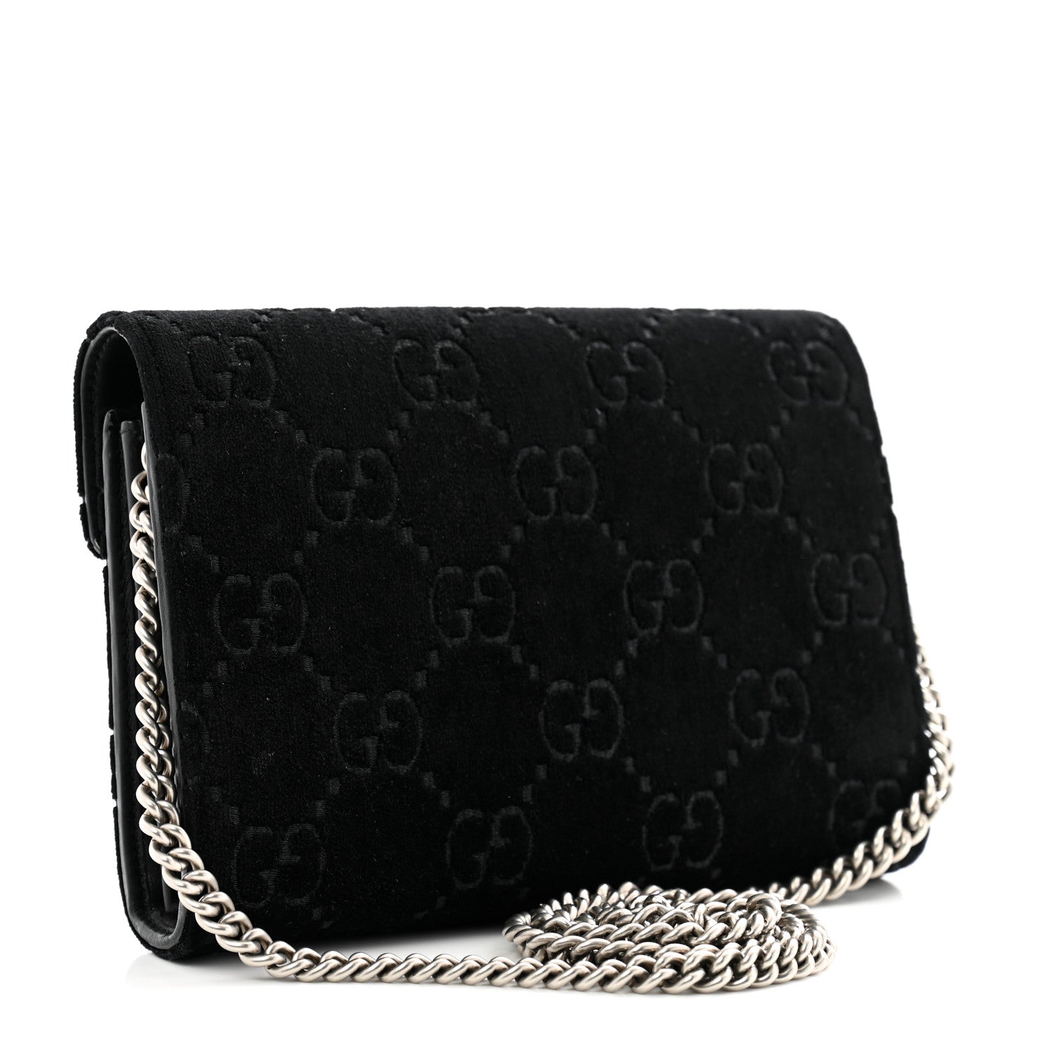 Gucci Velvet GG Monogram Mini Dionysus Chain Wallet Black 3 of 11