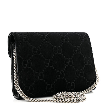 Gucci Velvet GG Monogram Mini Dionysus Chain Wallet Black 3 of 11