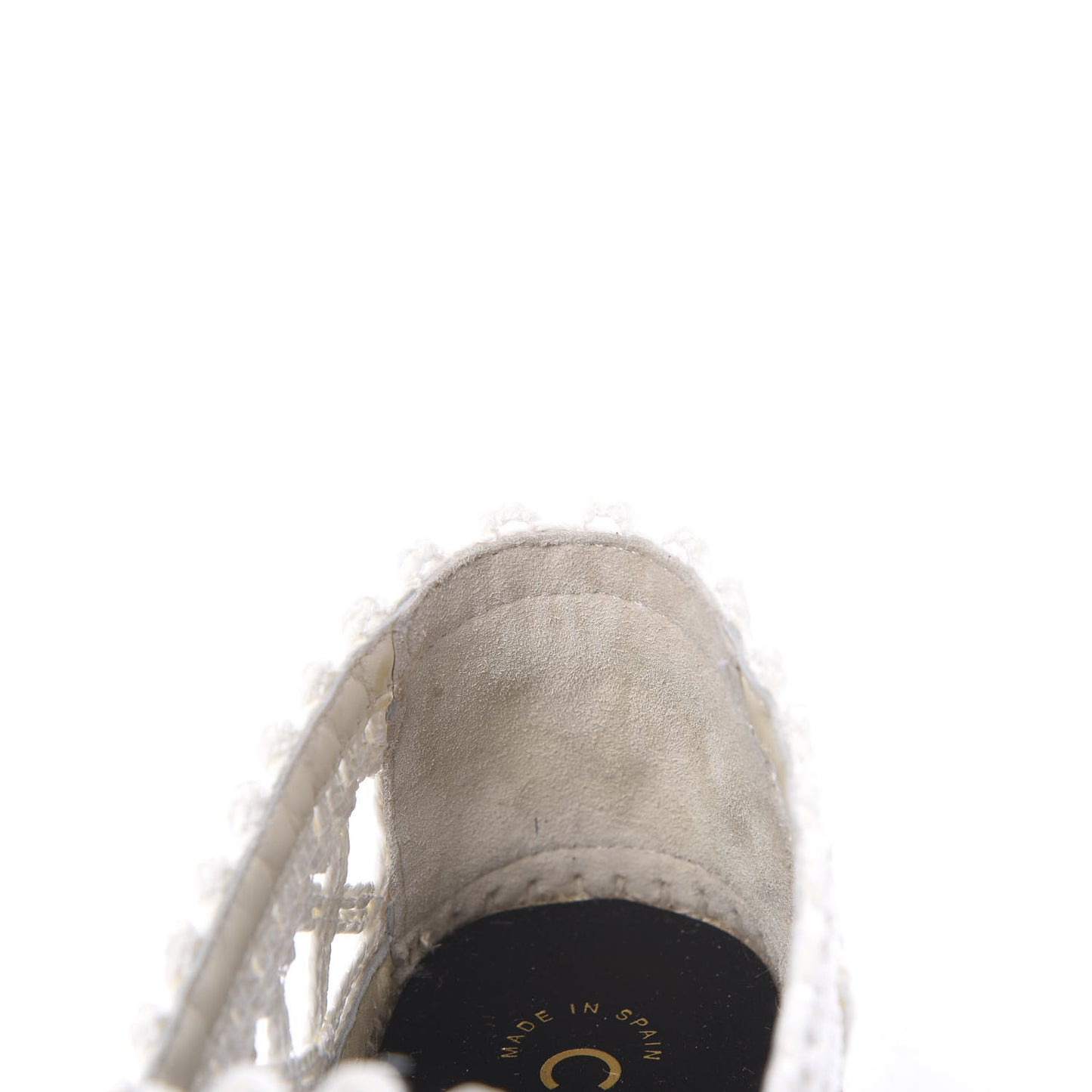 Woven Fabric Grosgrain CC Espadrilles 38 White Black