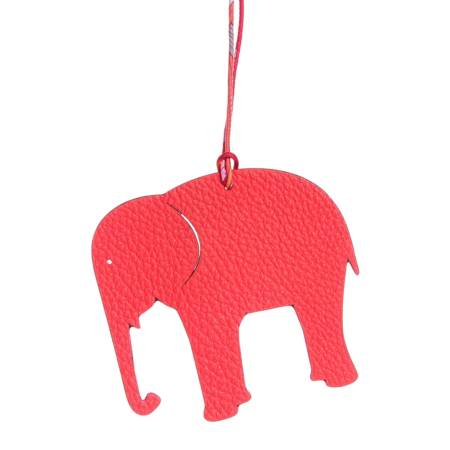 Hermes Epsom Togo Petit H Elephant Bag Charm Anemone Capucine 1 of 5