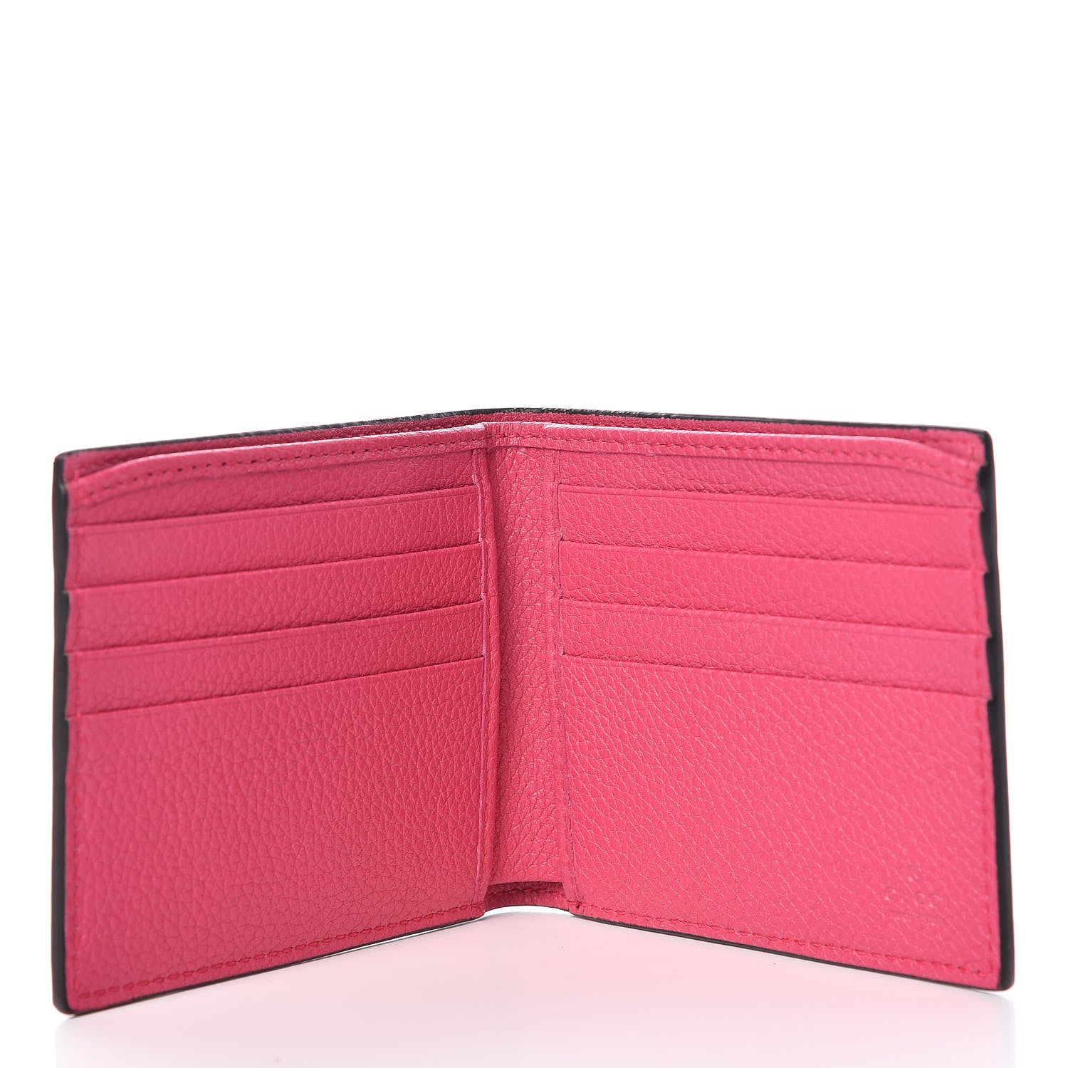 Gucci Grained Calfskin Logo Bi-Fold Wallet Box Pink Green 6 of 9