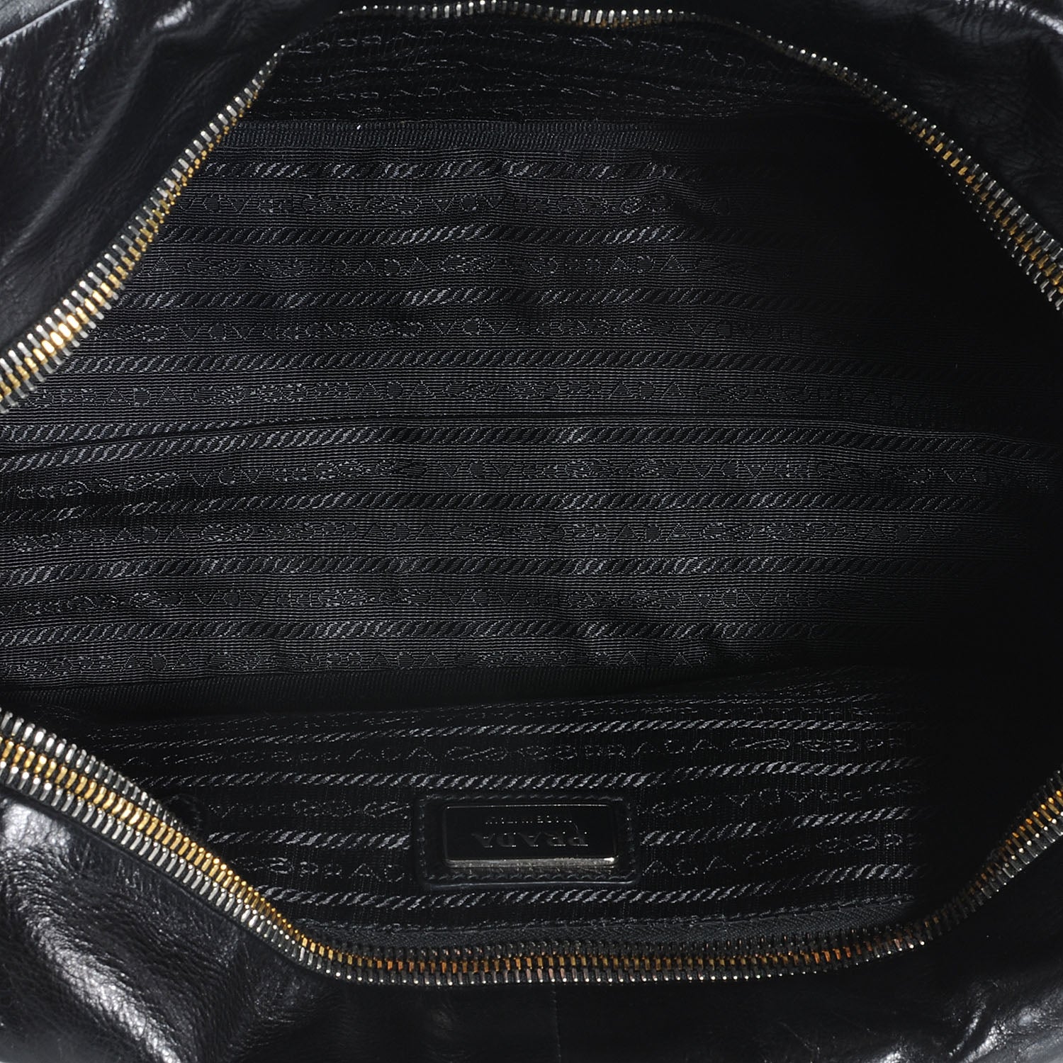 Prada Glace Calf Mirror Zippers Bowler Black 6 of 9