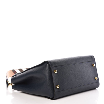 Burberry Soft Grain Calfskin Medium Buckle Tote Blue Carbon 5 of 10