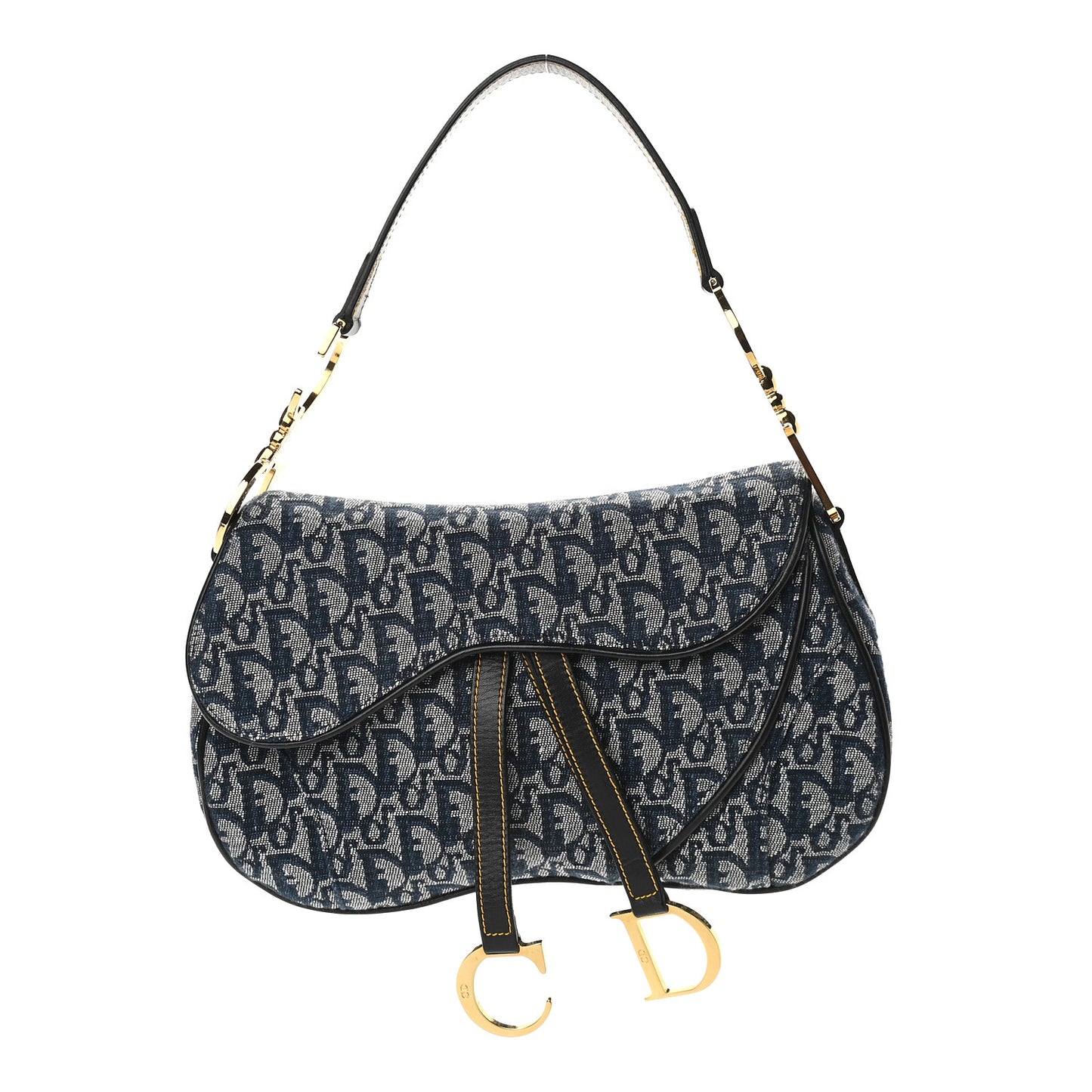 Monogram Double Saddle Bag Navy Blue