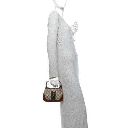 Gucci GG Supreme Monogram Azalea Calfskin Web Mini Jackie 1961 Hobo Beige Ebony Brown Sugar 2 of 11