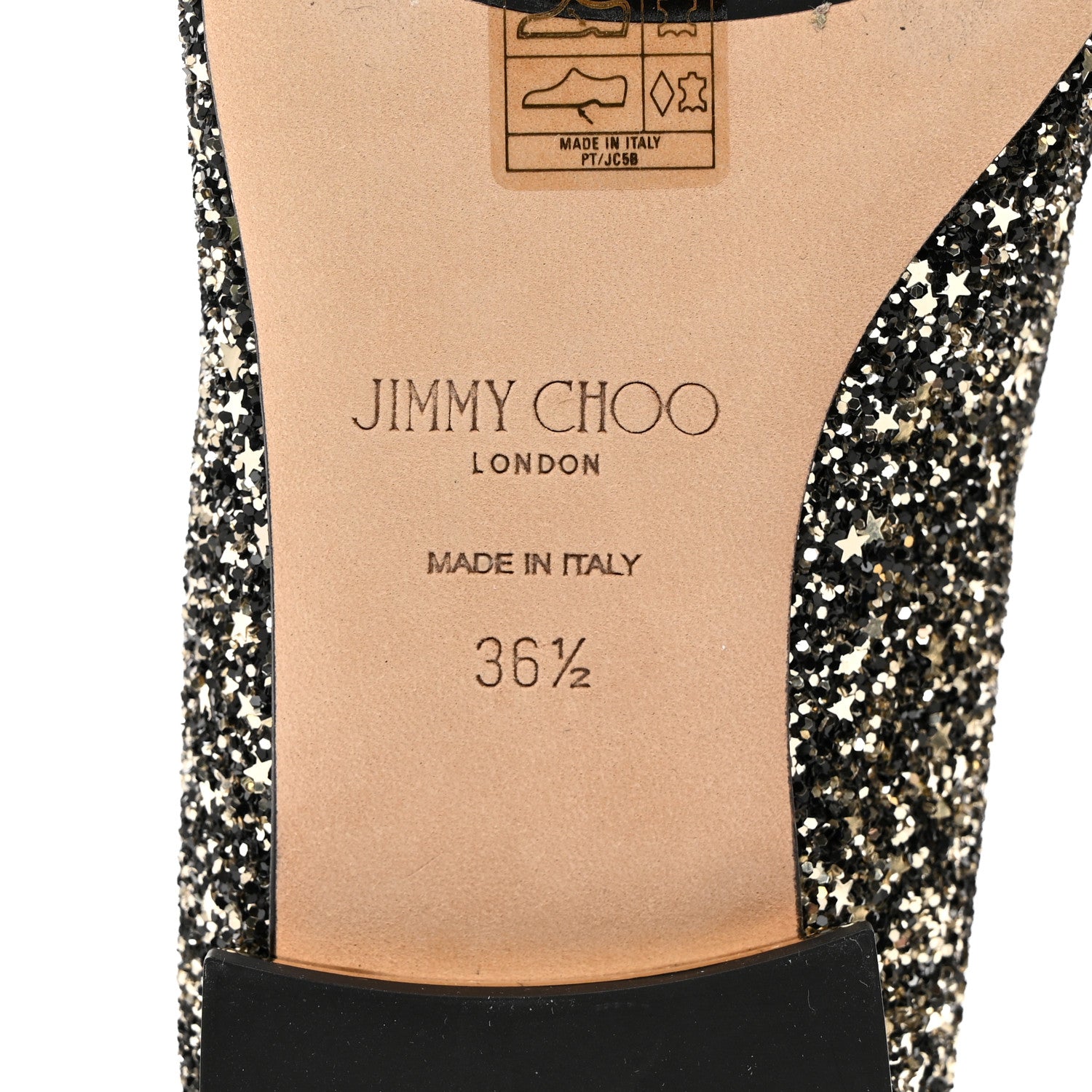 Jimmy Choo Coarse Glitter Jaida Flat Loafer 36.5 Black 7 of 8