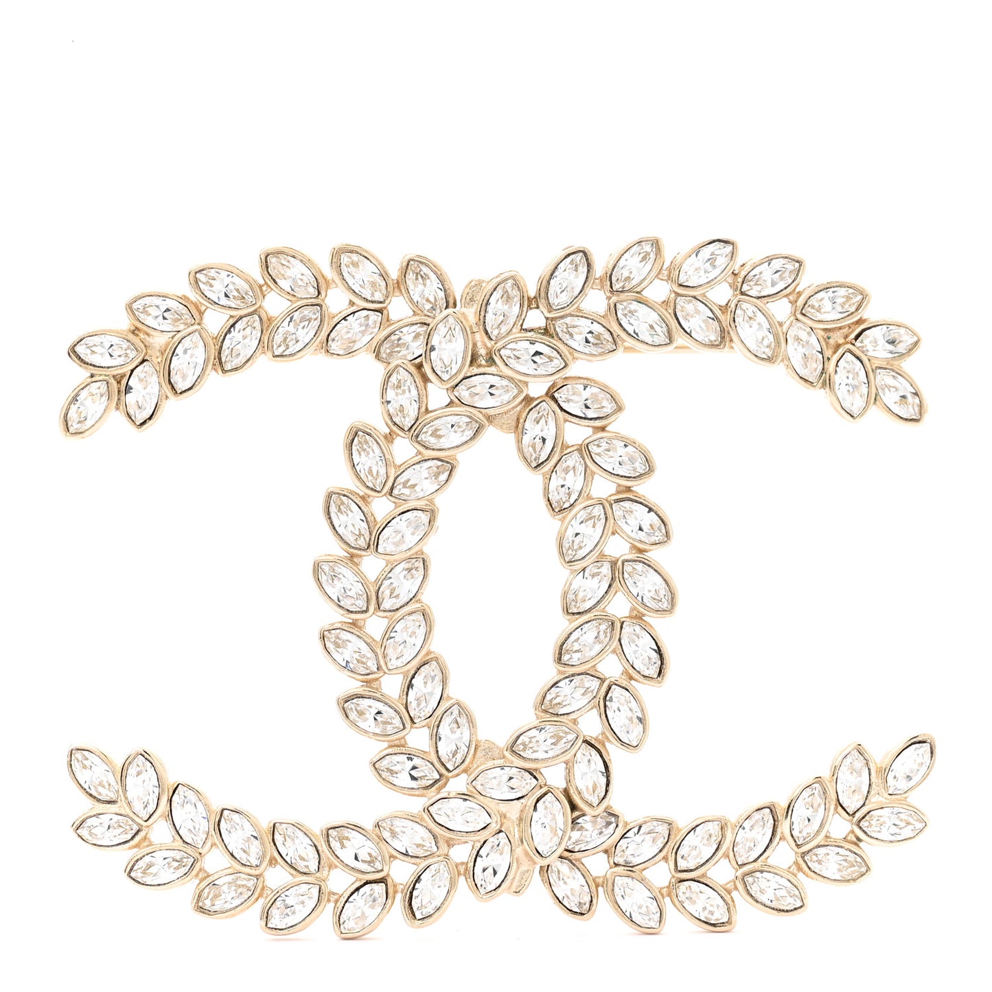 Crystal Sparkling Wheat CC Brooch Gold