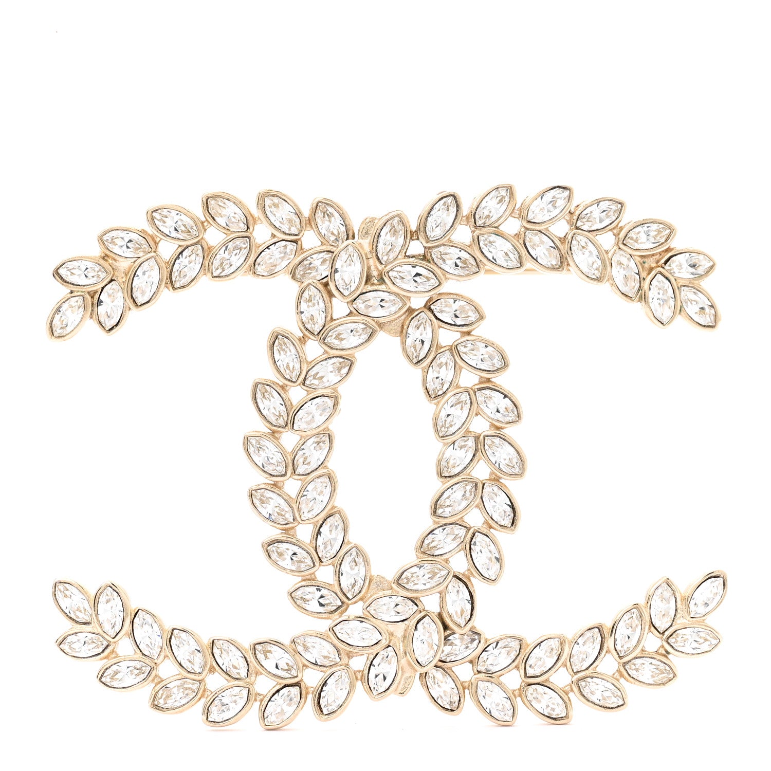 Chanel Crystal Sparkling Wheat CC Brooch Gold 1 of 4