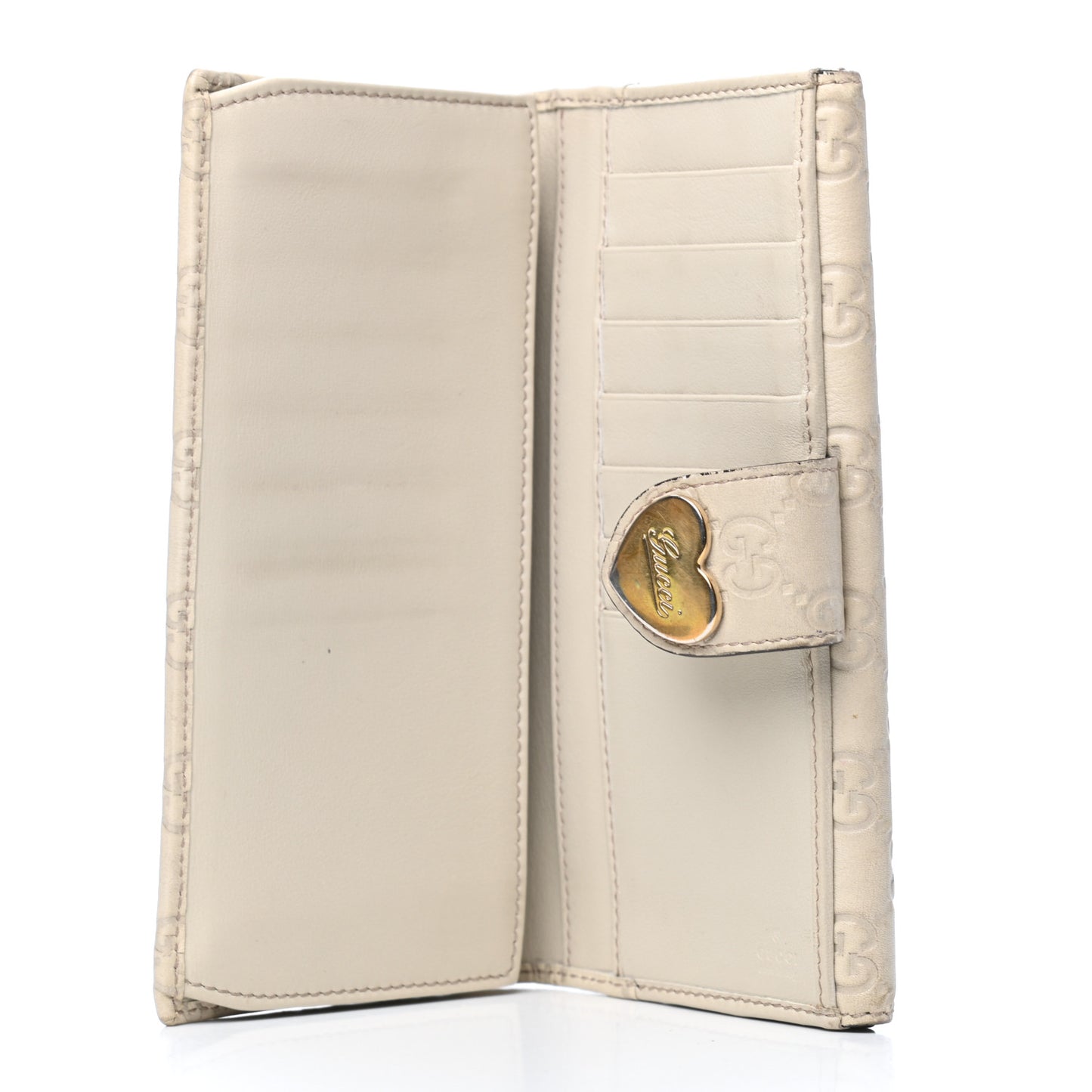 Guccissima Heart Continental Wallet Off White