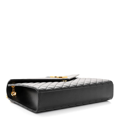 Saint Laurent Grain De Poudre Textured Mixed Matelasse Large Triquilt Monogram Satchel Black 4 of 9