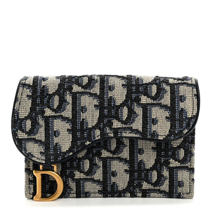 Christian Dior Oblique Saddle Card Holder Blue 1 of 8