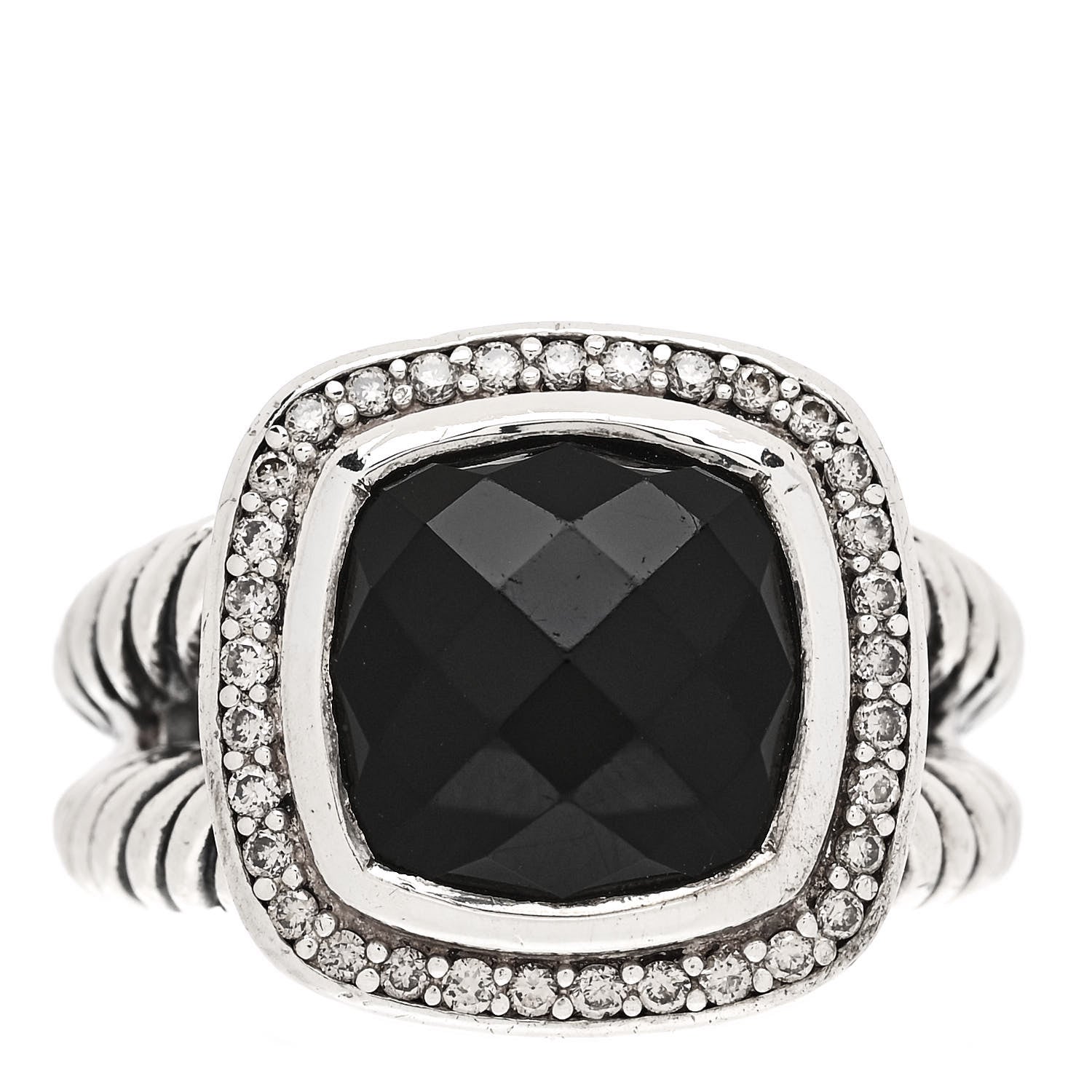 David Yurman Sterling Silver Diamond Black Onyx 11mm Albion Ring 54 7 1 of 6