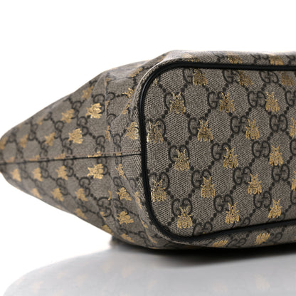 Gucci Soft GG Supreme Monogram Bees Small Crossbody Tote Beige Oro Black 9 of 17