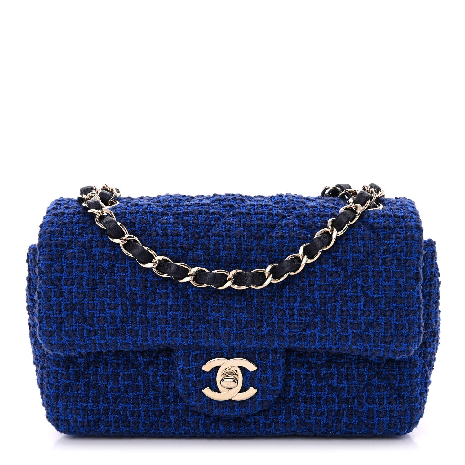 Chanel Tweed Quilted Mini Rectangular Flap Blue 1 of 10