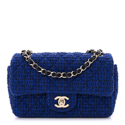 Chanel Tweed Quilted Mini Rectangular Flap Blue 1 of 10