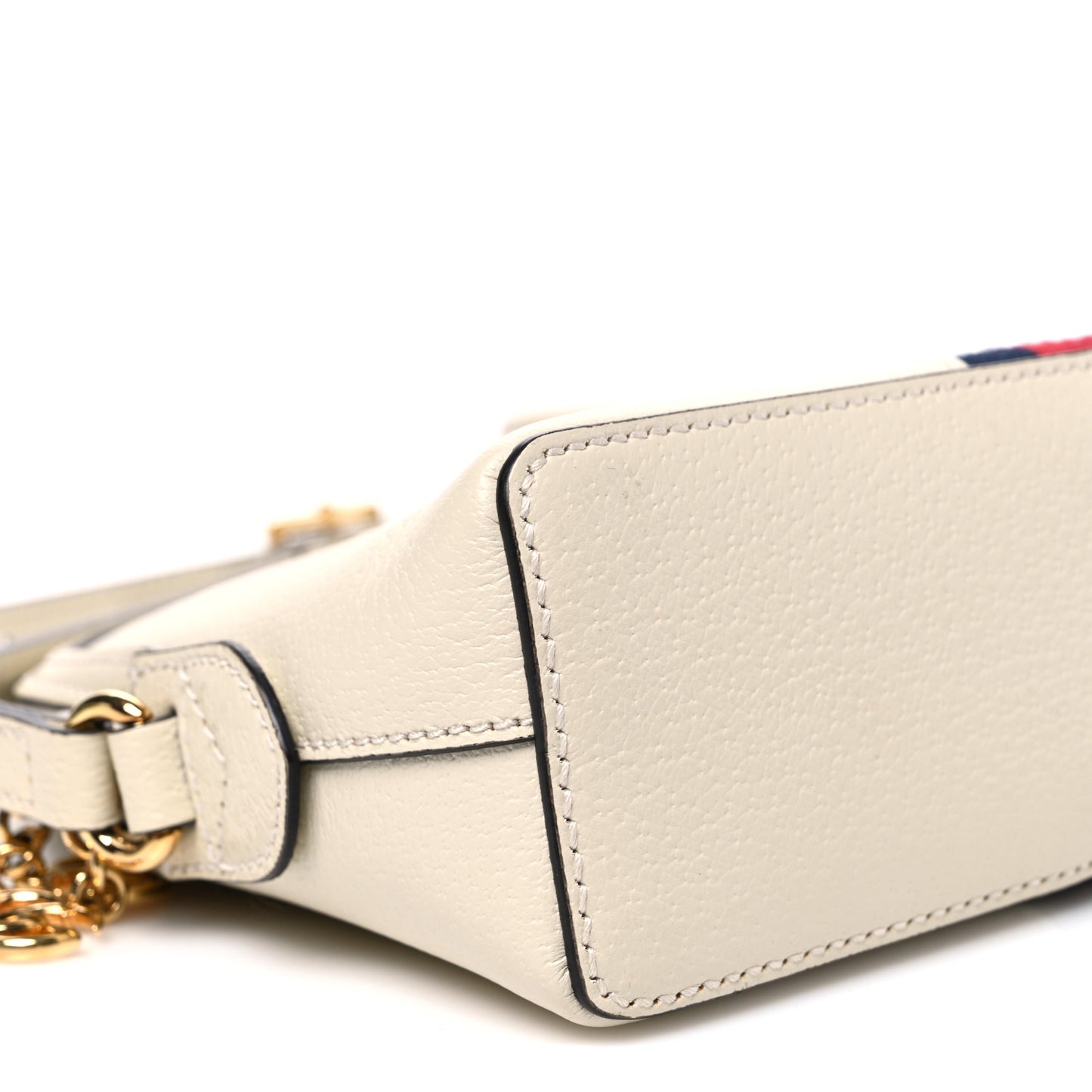 Textured Dollar Calfskin Web Small Ophidia Dome Shoulder Bag Mystic White