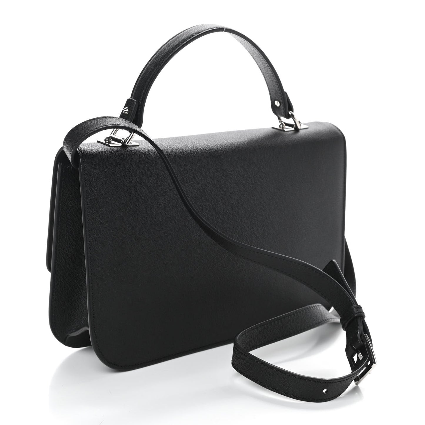 Grained Calfskin Large Insignia Flap Black