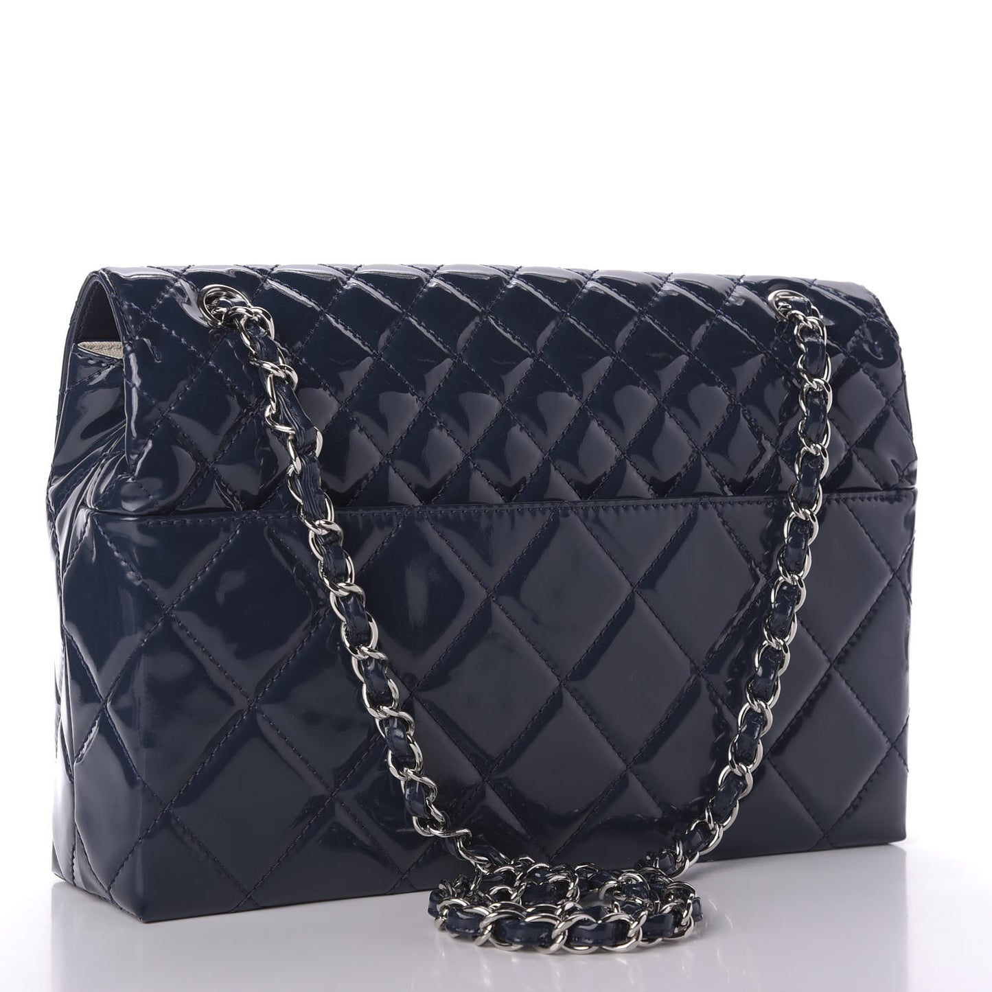 Vinyl Quilted In the Business Flap Bag Navy Blue