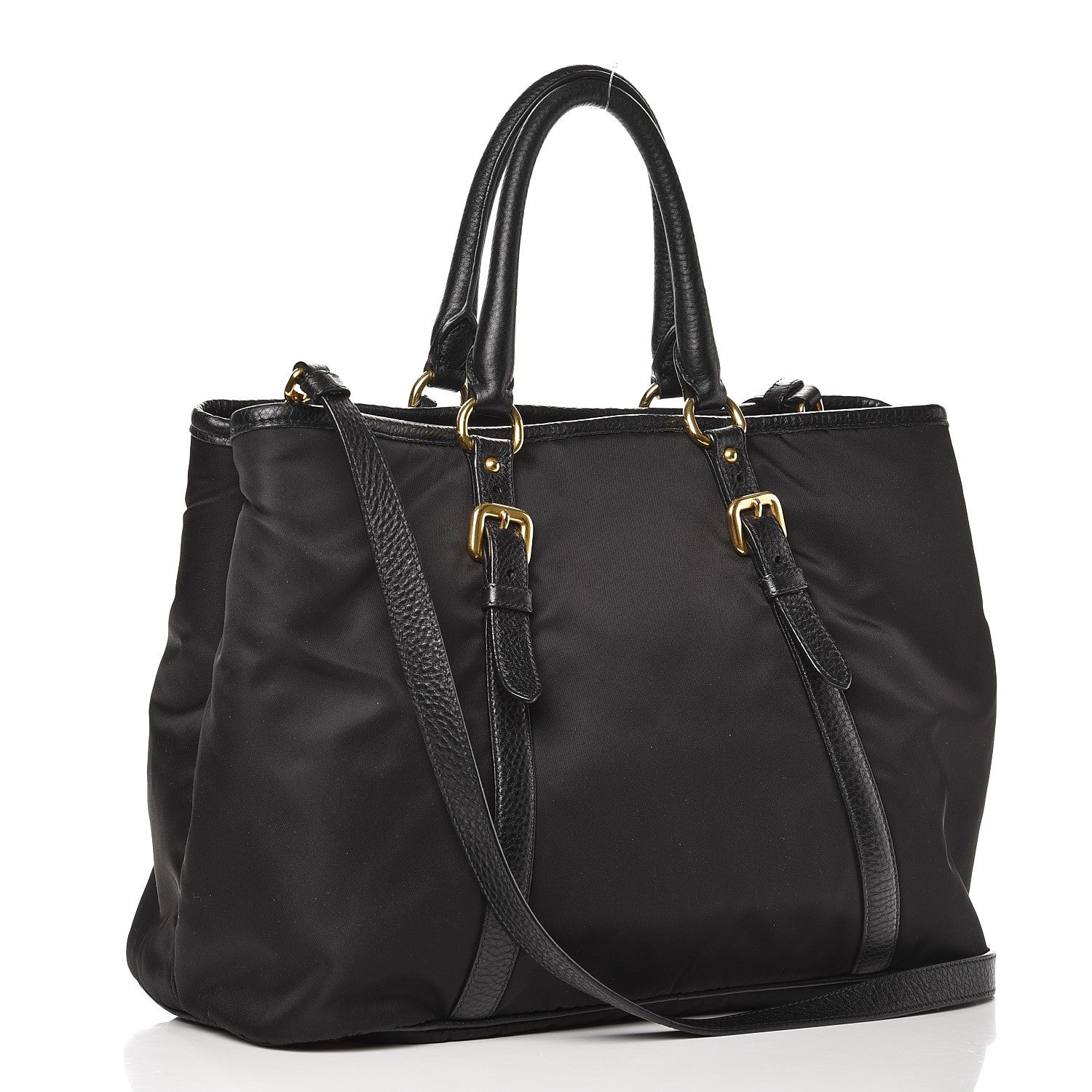 Prada Tessuto Nylon Vitello Daino Tote Nero Black 3 of 6