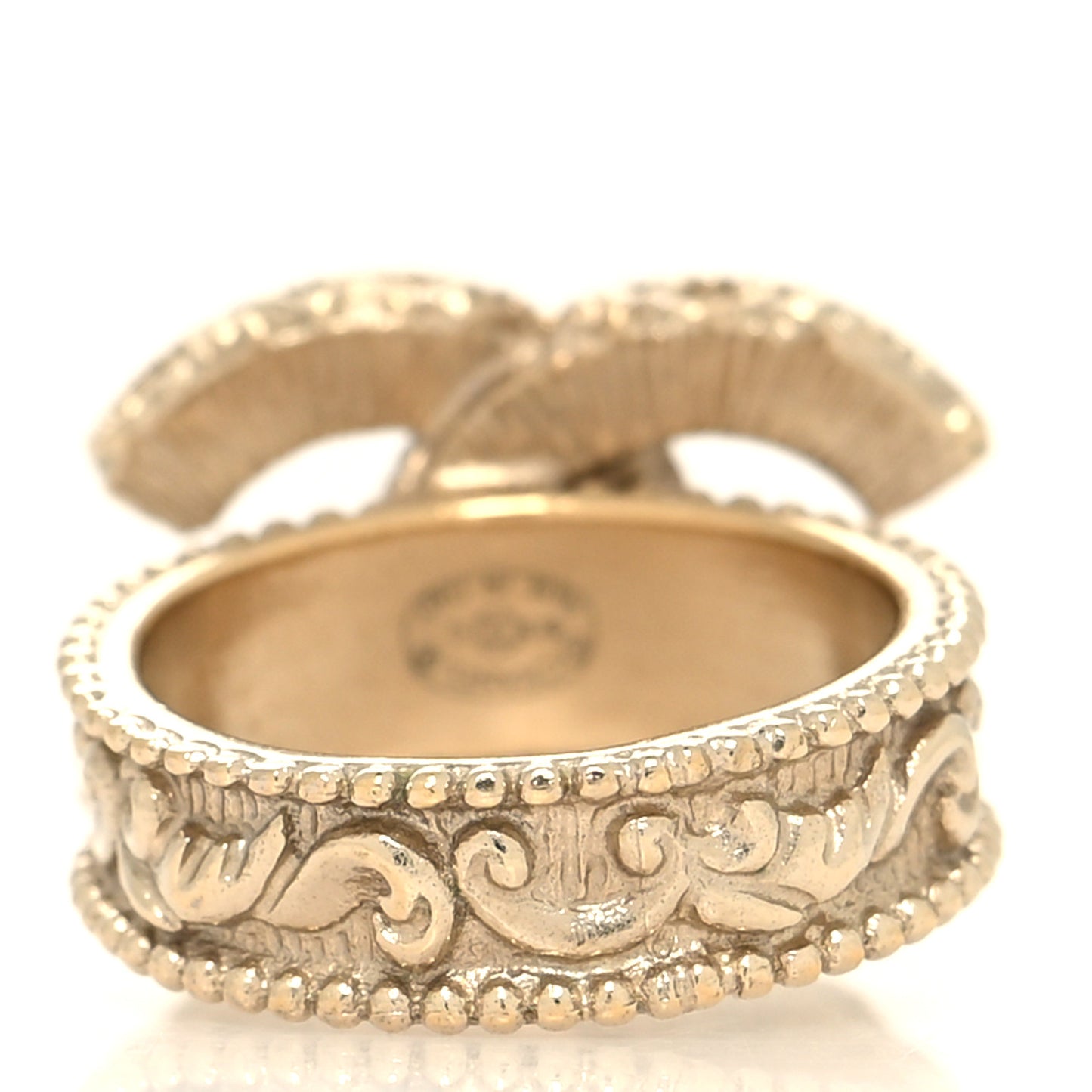Enamel CC Baroque Ring 52 6 Beige Gold