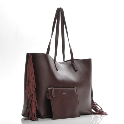 Saint Laurent Calfskin Large Fringe Shopping Tote Amaranto 3 of 6