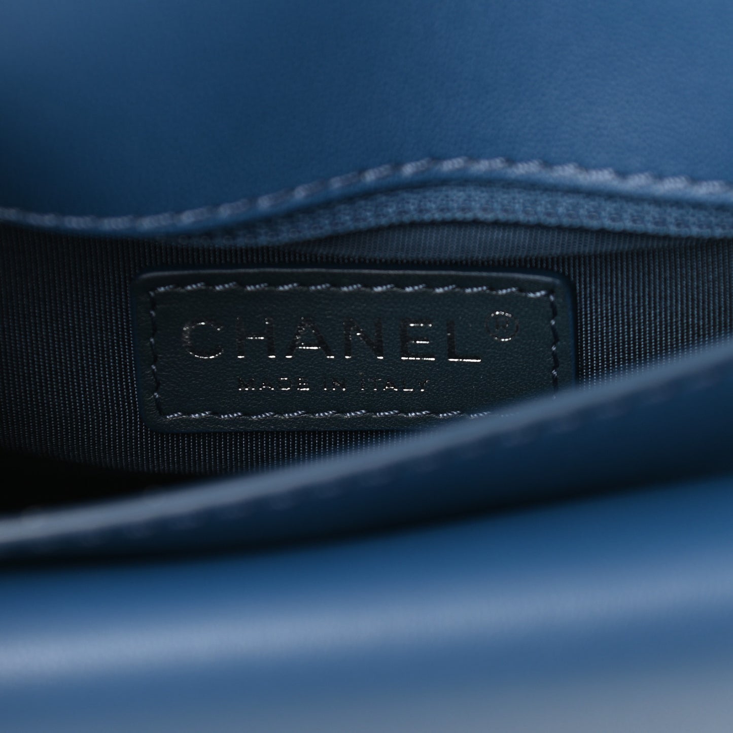 Lambskin Quilted Small Natural CC Flap Navy