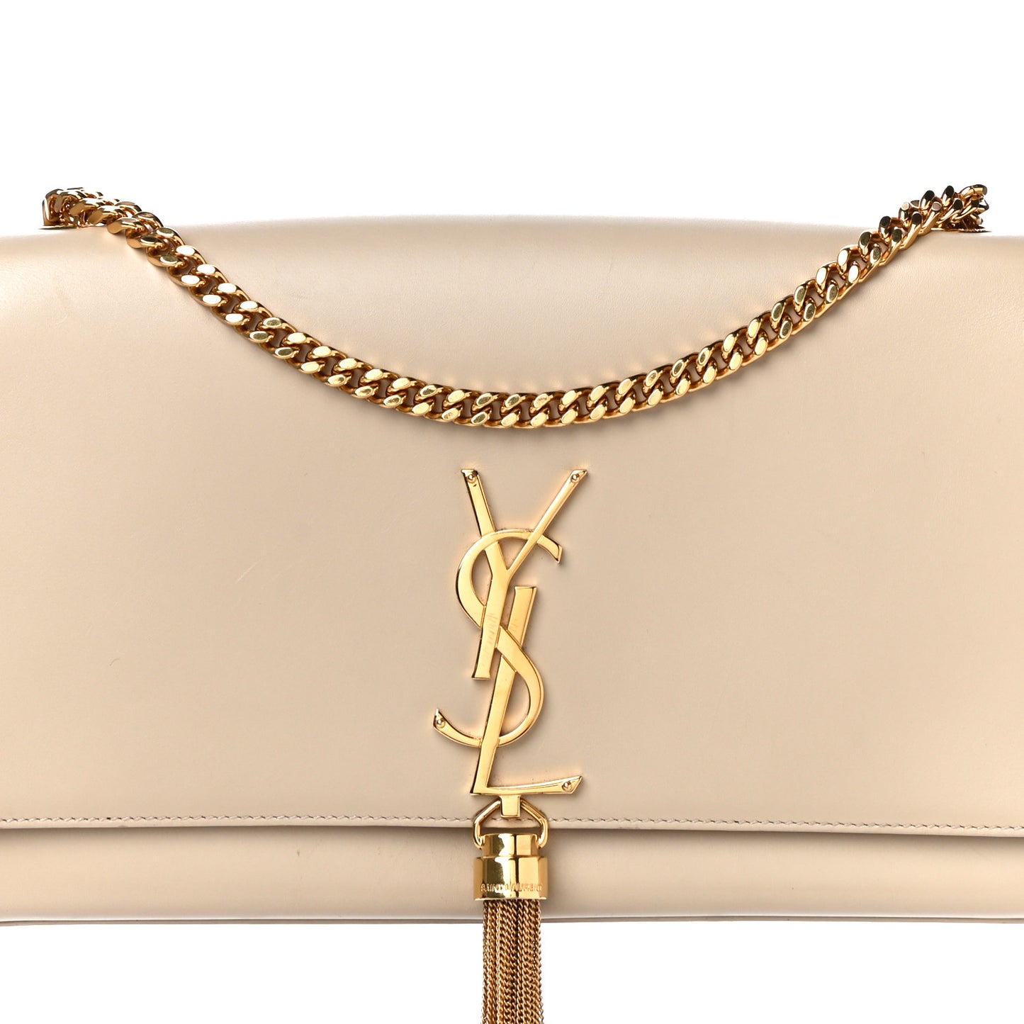 Smooth Calfskin Medium Classic Monogram Kate Tassel Satchel Nude Powder