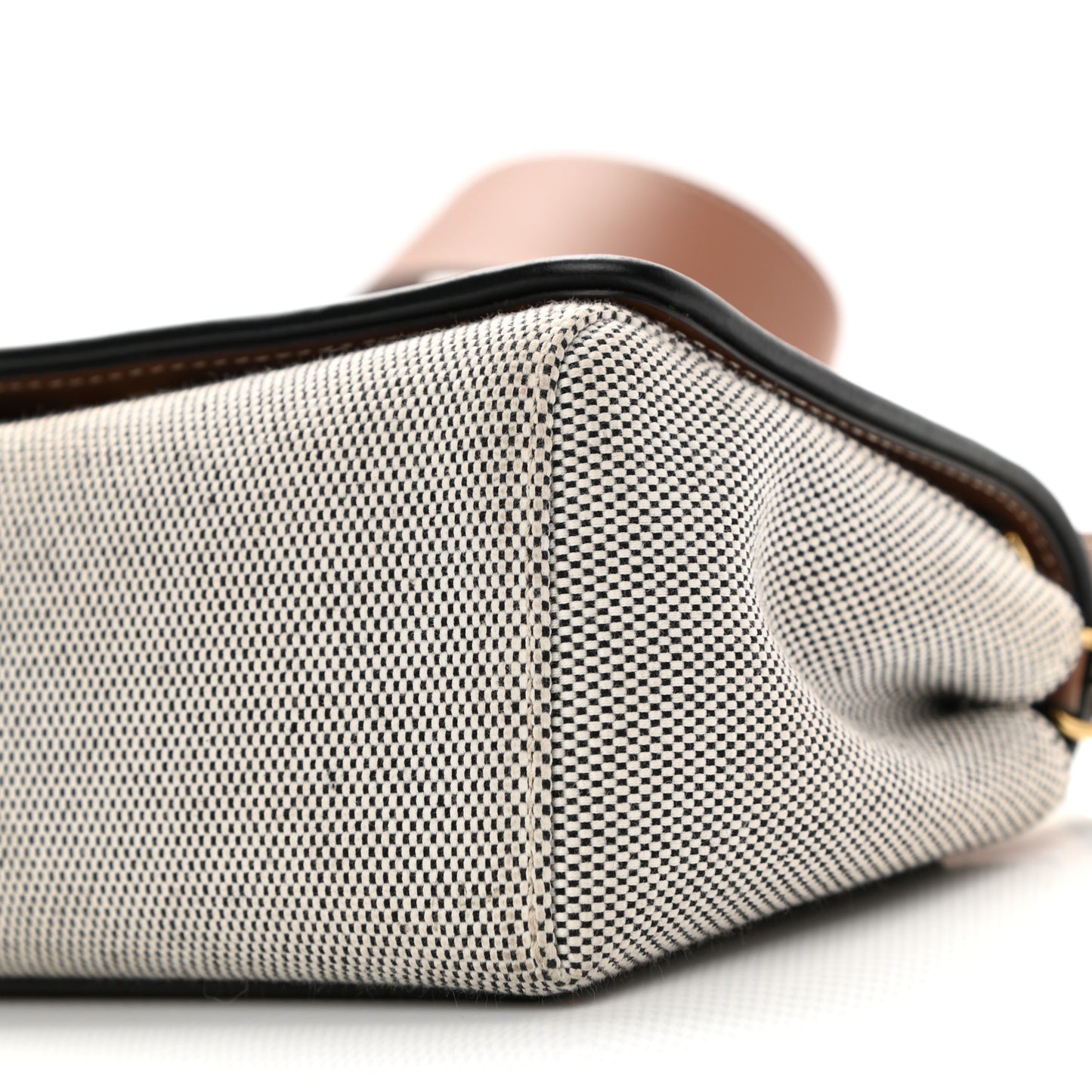 Cotton Canvas Horseferry Print Small Crossbody Bag Grey Tan