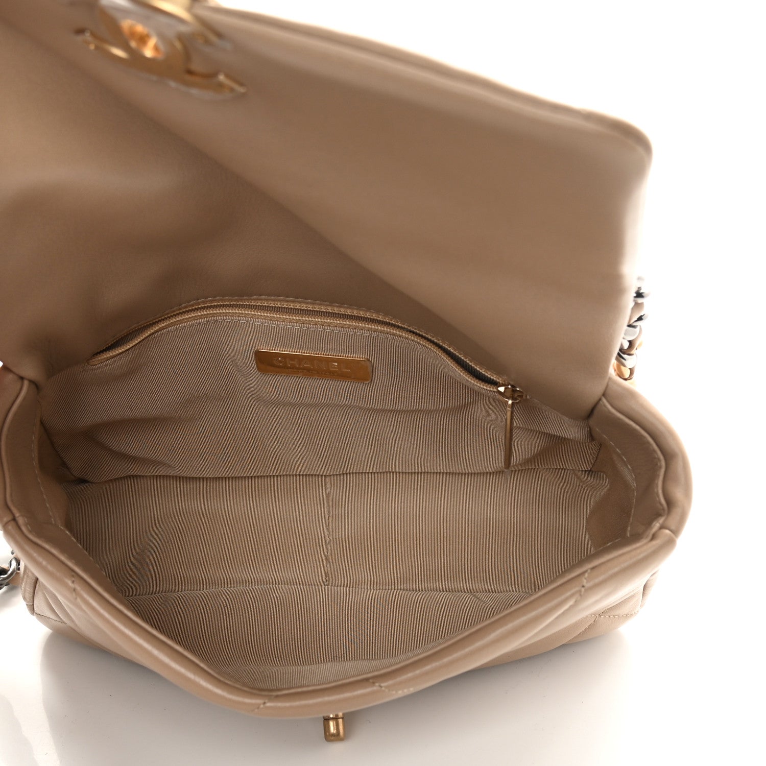 Chanel Lambskin Quilted Medium Chanel 19 Flap Dark Beige 5 of 11