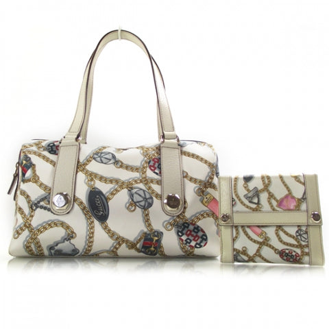 Satin Chain Print Charmy Boston w Wallet
