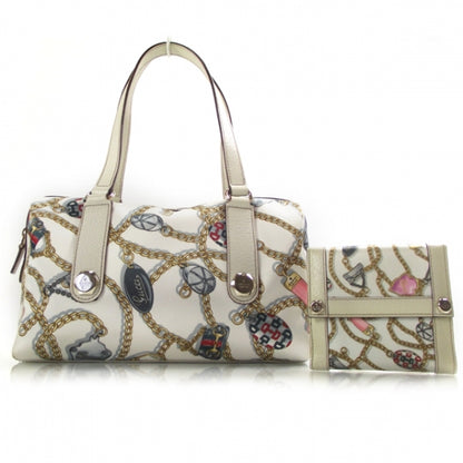 Gucci Satin Chain Print Charmy Boston w Wallet 1 of 17